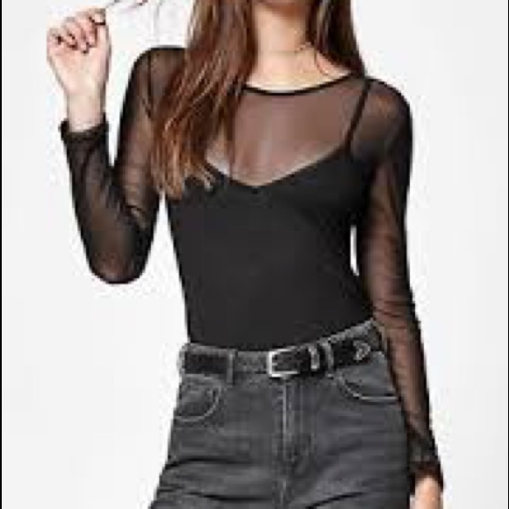 LA HEARTS mesh long sleeve top
